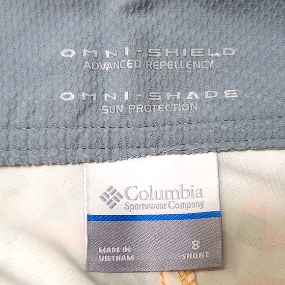 COLUMBIA OMNI SHADE BOARD SWIM COVER UP SHORTS GEOMETRIC ORANGE GRAY WHI… - Picture 5 of 6